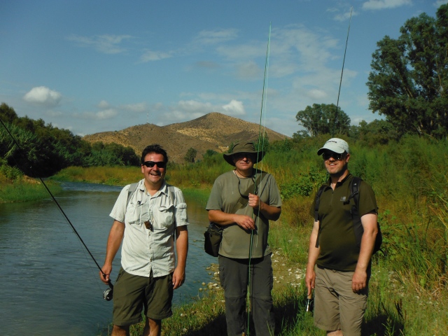 The fishing party. From left to right: Simon, Stuart and Jonathan.